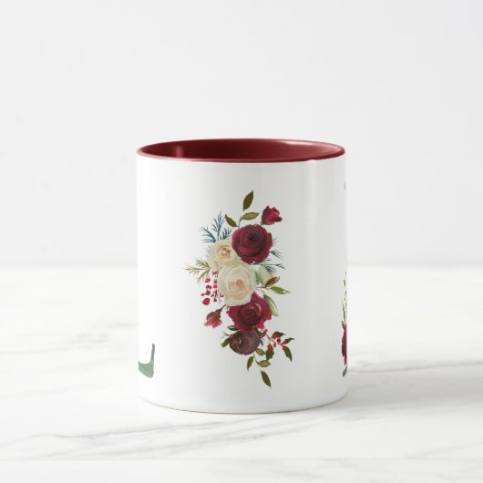 Boho Floral Monogram L Coffee Mok (Midden)