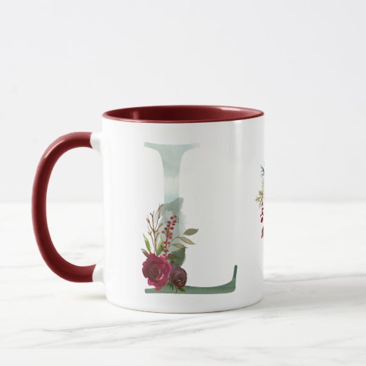 Boho Floral Monogram L Coffee Mok (Links)