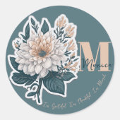 Boho Floral Monogram Ronde Sticker (Voorkant)