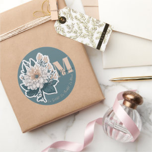 Boho Floral Monogram Ronde Sticker