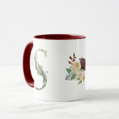 Boho Floral Monogram S Coffee Mok (Voorkant links)