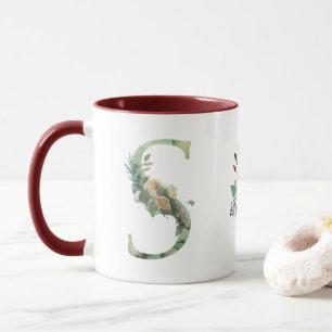 Boho Floral Monogram S Coffee Mok