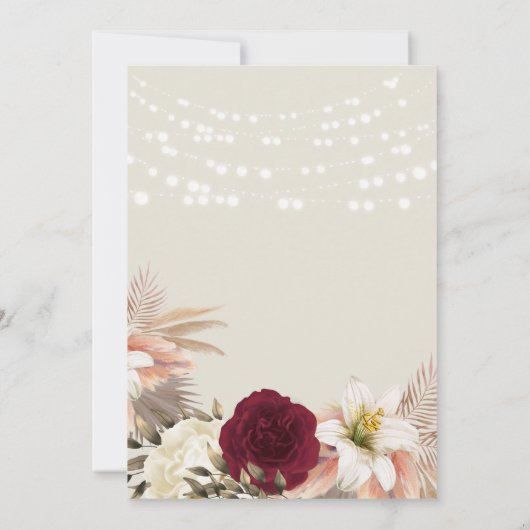 Boho Floral Monogram Wedding Kaart (Achterkant)