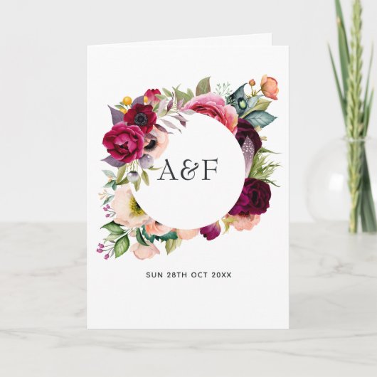 Boho Floral Monogram Wedding Programma (Voorkant)