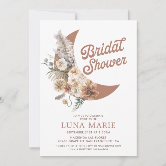 Boho Floral Moon Vrijgezellenfeest Kaart (Voorkant)