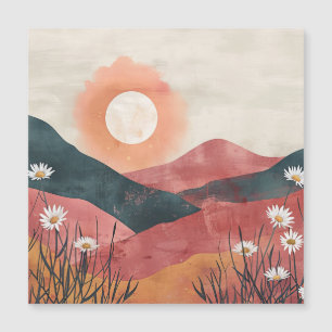 Boho Floral Mountain Sunset - Rustieke Natuur
