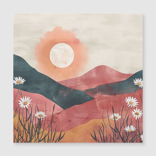 Boho Floral Mountain Sunset - Rustieke Natuur (Voorkant)