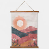 Boho Floral Mountain Sunset - Rustieke Natuur Hangend Wandkleed (Voorkant)