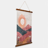 Boho Floral Mountain Sunset - Rustieke Natuur Hangend Wandkleed (Gebogen)