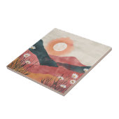 Boho Floral Mountain Sunset - Rustieke Natuur Tegeltje (Zijkant)