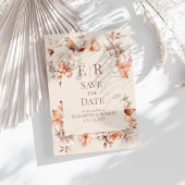 Boho Floral Mousse Monogram Huwelijk Save the Date Kaart