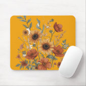 Boho Floral Muismat – Warme Zonnebloemen (Met muis)