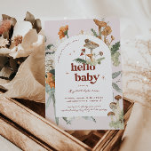 Boho Floral Mushroom Botanical | BABY SHOWER Kaart