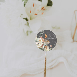 Boho Floral Mushroom Botanical BABY SHOWER Ronde Sticker