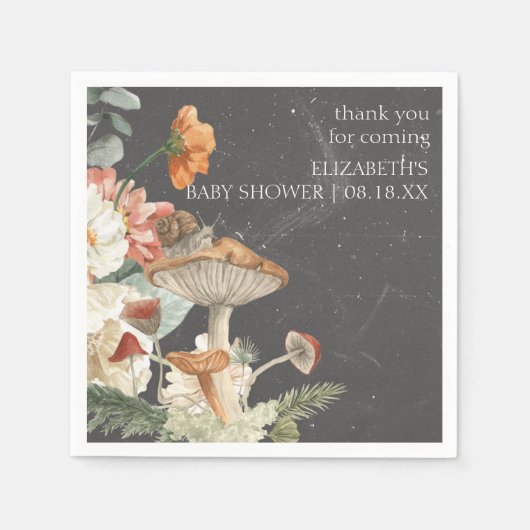 Boho Floral Mushroom Botanical | BABY SHOWER Servet (Voorkant)