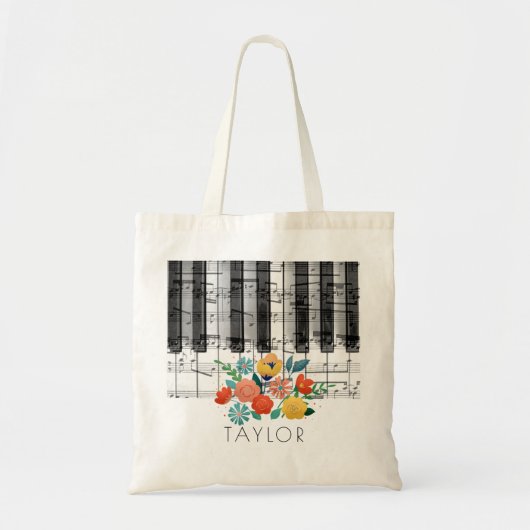 boho floral music name tote bag (Voorkant)