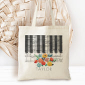 boho floral music name tote bag