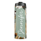 Boho Floral Naam toevoegen Aangepaste Gift Thermosbeker (Voorkant)