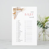 Boho Floral Name Baby Animals Baby shower Game (Staand voorkant)