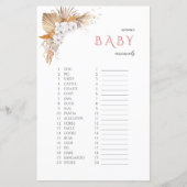 Boho Floral Name Baby Animals Baby shower Game (Voorkant)