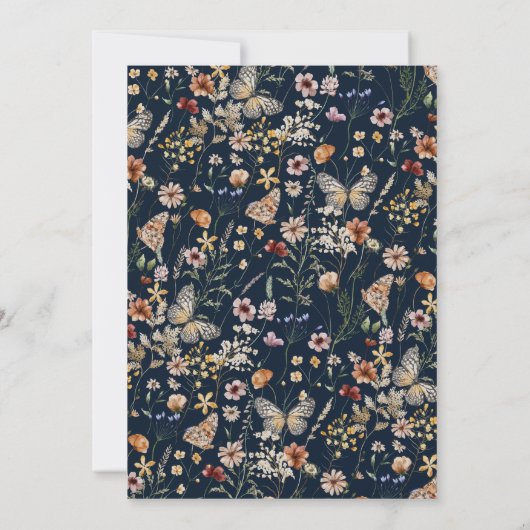 Boho Floral Navy red de datum Save The Date (Achterkant)