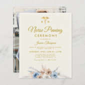 Boho floral Nurse pinning ceremonie Uitnodiging (Voorkant / Achterkant)