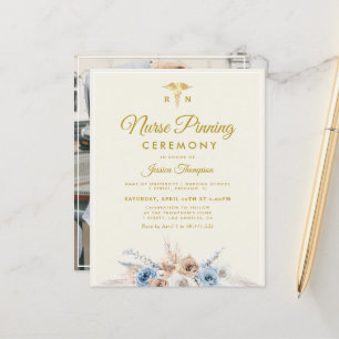 Boho floral Nurse pinning ceremonie Uitnodiging