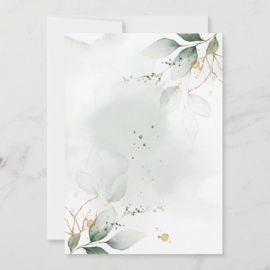 Boho Floral Oh Baby Groen en Goud Baby shower Kaart (Achterkant)