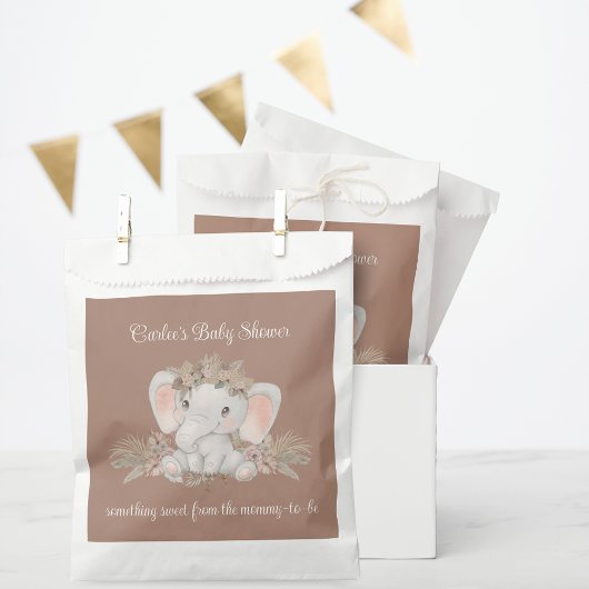 Boho Floral Olifant Meisje Baby shower Dank u Bedankzakje