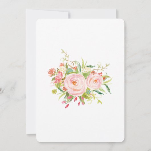 Boho Floral Olifant Uitnodiging Roze Goud Verjaard (Achterkant)