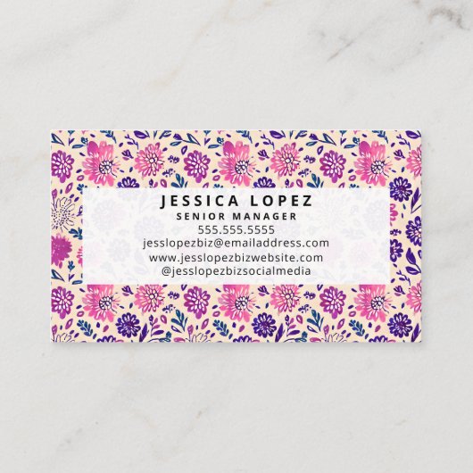 Boho Floral Ombre Pattern Visitekaartje (Achterkant)