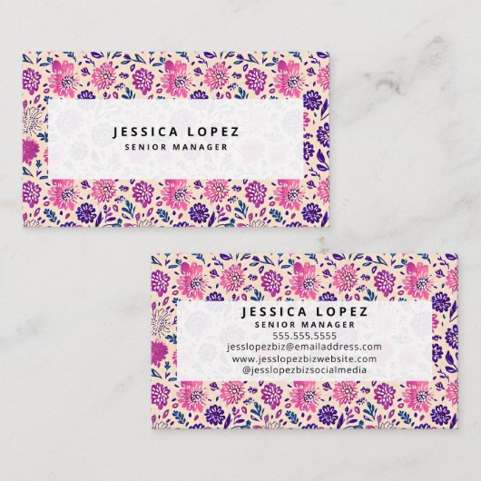 Boho Floral Ombre Pattern Visitekaartje (Voorkant / Achterkant)