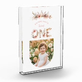 Boho Floral One Word Pink First Birthday Fotoblokken (Links)