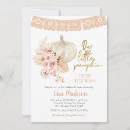 Boho Floral Ons kleine pompoenmeisje Baby shower  Kaart