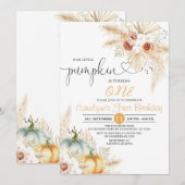 Boho Floral Onze kleine pomkin Birthday Party Kaart (Voorkant / Achterkant)