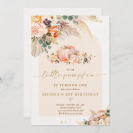 Boho Floral onze kleine pompoen 1e verjaardag Kaart