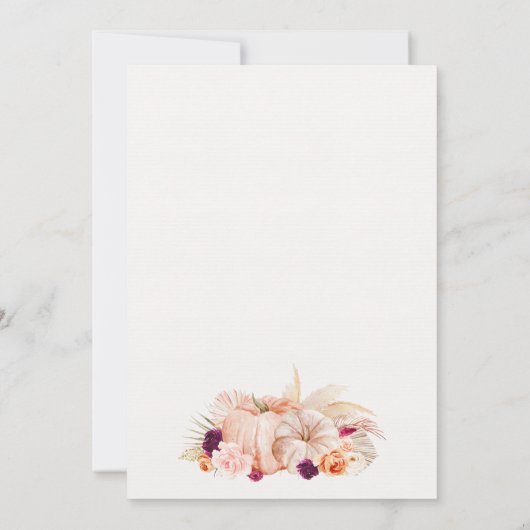 Boho Floral onze kleine pompoen 1e verjaardag Kaart (Achterkant)