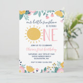 Boho Floral Onze Kleine Zonneschijn 1e Verjaardag Kaart (Staand voorkant)