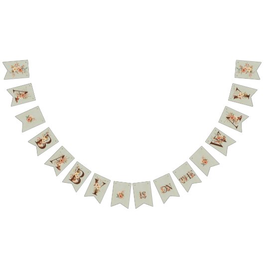 Boho Floral op getextureerd blauw Baby shower Vlaggetjes (Alle)