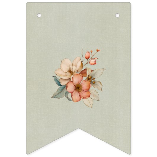 Boho Floral op getextureerd blauw Baby shower Vlaggetjes (Derde vlag)