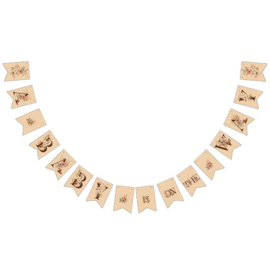 Boho Floral op getextureerd Tan Baby shower Vlaggetjes (Alle)