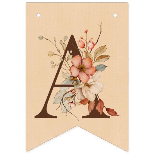 Boho Floral op getextureerd Tan Baby shower Vlaggetjes (Tweede vlag)