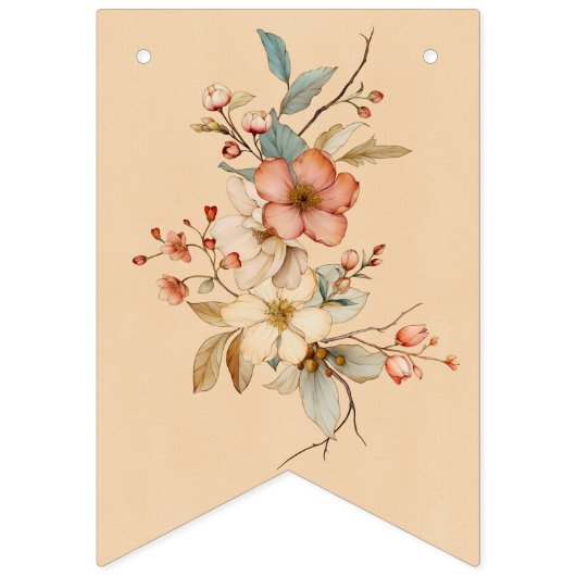 Boho Floral op getextureerd Tan Baby shower Vlaggetjes (Eerste vlag)