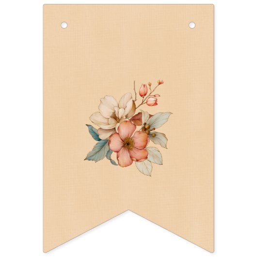 Boho Floral op getextureerd Tan Baby shower Vlaggetjes (Derde vlag)