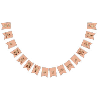 Boho Floral op Roze Baby shower Vlaggetjes