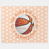 boho floral oranje basketball court happy place fleece deken (Voorkant (Horizontaal))