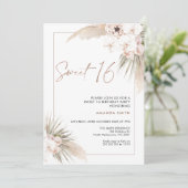 Boho Floral Orchards Pampas Sweet 16 Birthday Kaart (Staand voorkant)