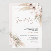 Boho Floral Orchards Pampas Sweet 16 Birthday Kaart (Voorkant / Achterkant)