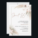 Boho Floral Orchards Pampas Sweet 16 Birthday Kaart<br><div class="desc">Boho Floral Orchards Pampas Sweet 16 Birthday Invitation Bohemian inspireerde het zoete 16 verjaardagsfeest met twee zeer kleurige en bleke roze florale arrangementen met pamapgras en witte boomgaarden. Deze zoete 16 verjaardagsuitnodiging is ook voorzien van een modern kalligrafiekafbeelding als een kop in een faux donkergoudtextuur. Ideaal voor iedereen die op...</div>