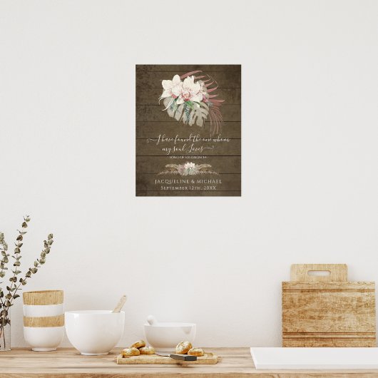 Boho Floral Orchid Pampas Grass Rustic Wedding Poster (Keuken)